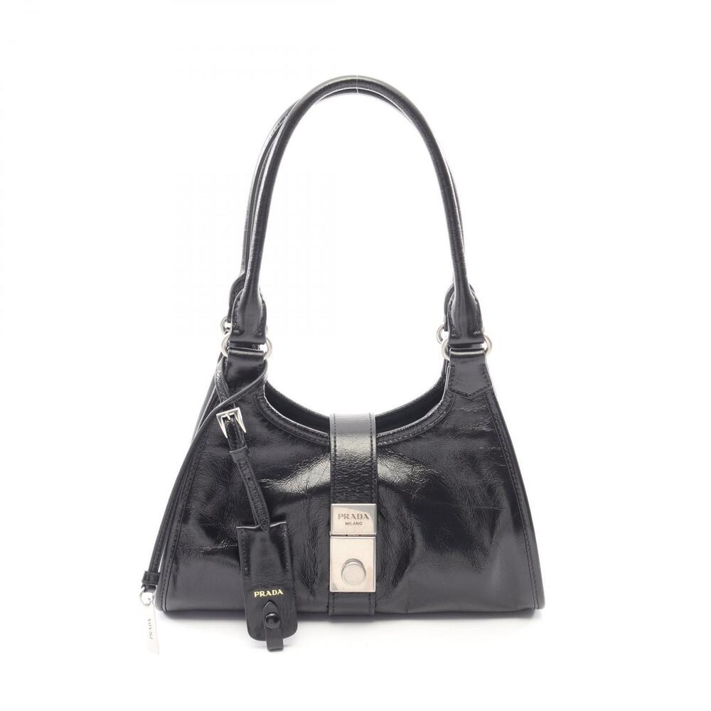 Prada Soft Lux Leather 2Way Shoulder Bag Black